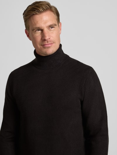 Casual Friday Sweter z dzianiny z golfem model ‘HEINE’ Czarny 3