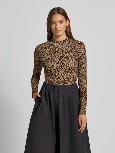 Marc Cain Shirt met lange mouwen en opstaande kraag Camel - 4