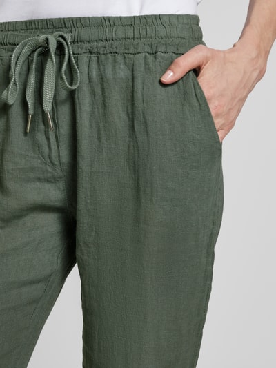 ZABAIONE Leinenhose mit elastischem Bund Khaki 3