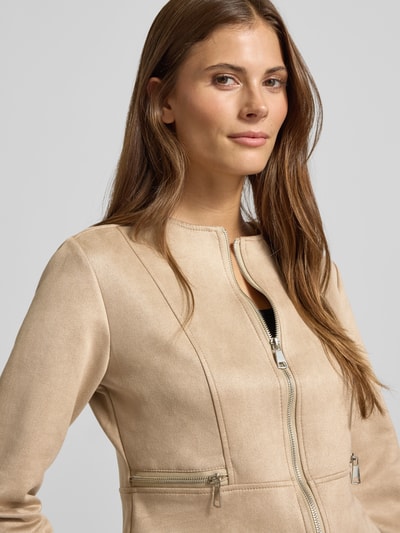 ZABAIONE Kunstlederjacke mit Zierreißverschluss Taupe 3