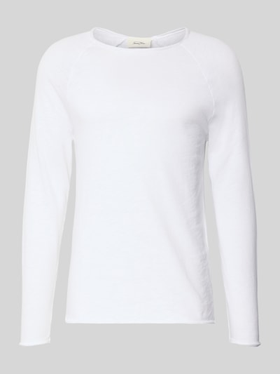 Produktfoto, weißes Longsleeve mit Rollsaum Modell 'SONOMA' von American Vintage aus reiner Baumwolle, gerader Schnitt, Rundhalsausschnitt.