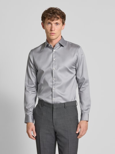 Jake*s Slim Fit Business-Hemd mit Kentkragen Silber 4