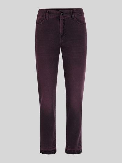 Marc Cain High Waist Straight Fit Jeans mit Fransensaum Bordeaux 2