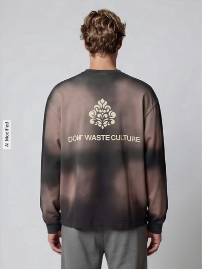 Don´t Waste Culture Oversized Sweatshirt aus reiner Baumwolle Modell 'FADE' Dunkelgrau 5