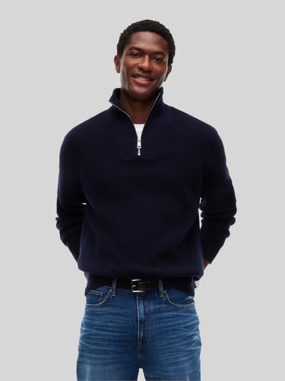 Tommy Hilfiger Regular Fit Troyer mit Woll-Baumwoll-Anteil Marine 4