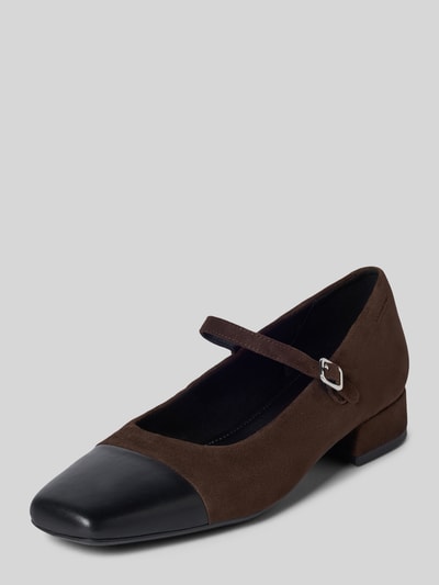 Vagabond Pumps van geitensuède, model 'DEBBI' Donkerbruin - 1