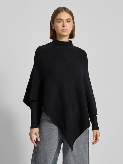 Pieces Loose fit gebreide poncho met ronde hals en kraag, model 'FORTUNA' Zwart - 4
