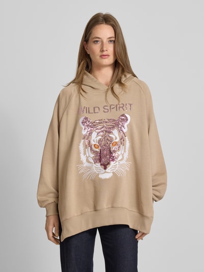 miss goodlife Oversized hoodie van puur katoen met motiefprint Zand - 4