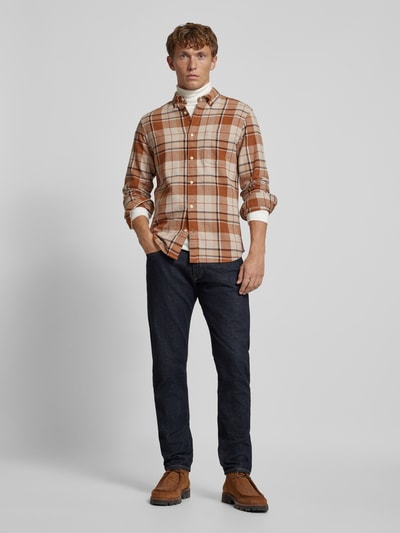 Jack & Jones Premium Regular Fit Freizeithemd mit Button-Down-Kragen Modell 'BLUBROOK' Cognac 1