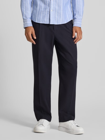 MCNEAL Wide fit stoffen broek met persplooien Marineblauw - 4