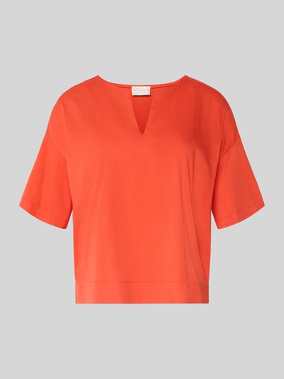 Produktfoto, Relaxed Fit T-Shirt mit Tunika-Ausschnitt von Milano Italy in Orange, elastischer Baumwoll-Mix, kurzärmeliges Design