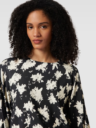 Jake*s Casual Blouseshirt van viscosemix met all-over motief Zwart - 3