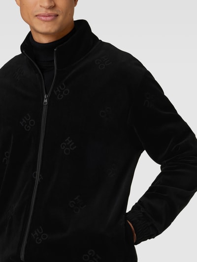 HUGO Sweatjacke mit Label-Muster Modell 'Dornbill' Black 3