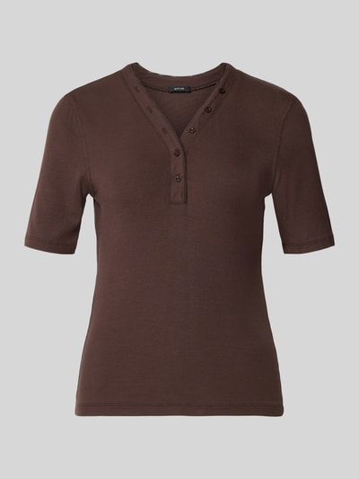 OPUS Slim Fit T-Shirt aus Viskose-Mix Modell 'Sanez' Dunkelbraun 1