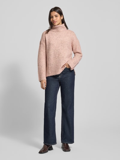 VERO MODA Loose Fit Rollkragenpullover mit Woll-Anteil Modell 'INGRID' Hellrosa Melange 1