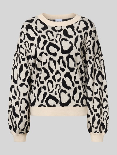 Vila Sweter z dzianiny z prążkowanymi wykończeniami model ‘TIP’ Beżowy 2