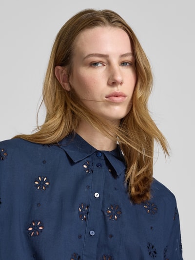 Only Boxy fit overhemdblouse van puur katoen, model 'NEW LINA GRACE' Marineblauw - 3