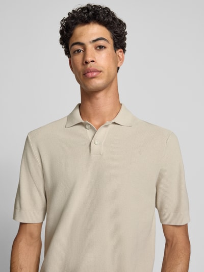 Only & Sons Regular Fit Strickpolo aus reiner Baumwolle Modell 'TONY' Offwhite 3