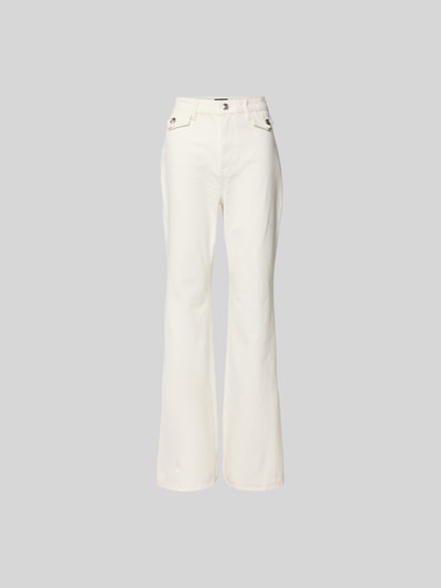 Produktfoto, Flared Fit Jeans mit Pattentaschen von ROTATE in Weiß, reine Baumwolle, Bundweite 41 cm, Innenbeinlänge 85 cm, klare Linien