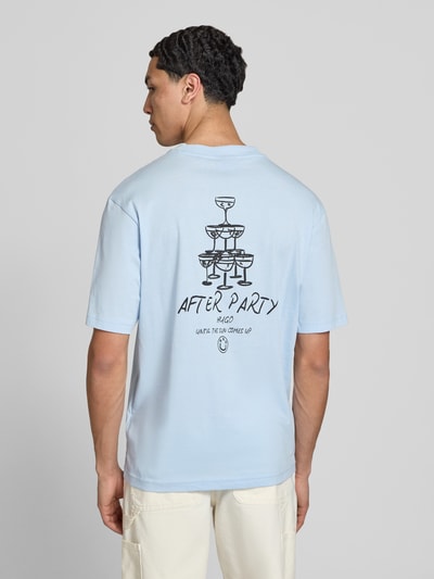 HUGO Blue męski t-shirt o kroju regular fit z czystej bawełny model 'NUCAVO' Jasnoniebieski 5