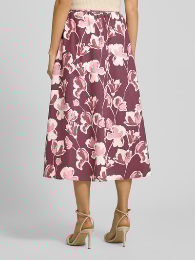 Jake*s Collection Regular Fit Midirock in A-Linie Aubergine 5