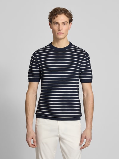 MCNEAL Strickshirt mit geripptem Rundhalsausschnitt Dunkelblau 4