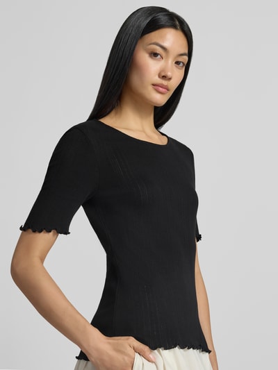 b.young T-Shirt mit Wellensaum und Rundhalsausschnitt Modell 'UNICA' Black 3