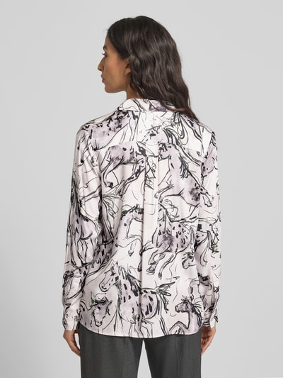 Milano Italy Regular fit blouse van viscose in all-over look Lichtgrijs - 5