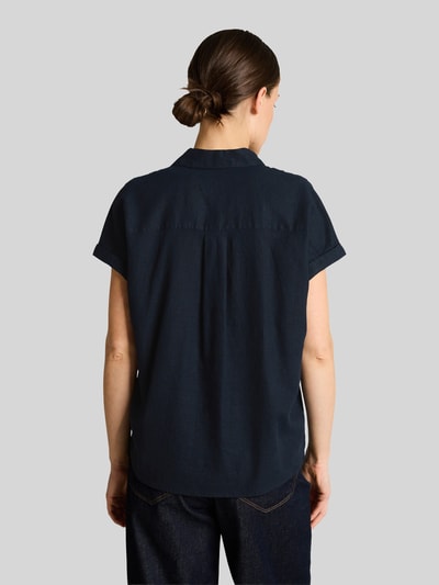 Tom Tailor Loose Fit Bluse aus Leinen-Viskose-Mix Dunkelblau 5