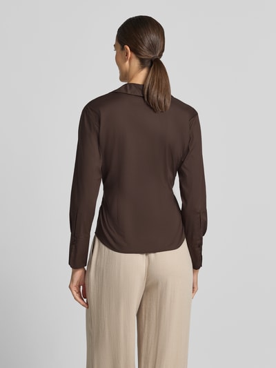 COMMA slim fit blouse in wikkel-look Donkerbruin - 5