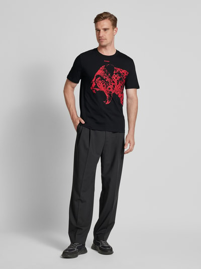 HUGO T-Shirt mit Motiv-Print Modell 'Dikobra' Black 1