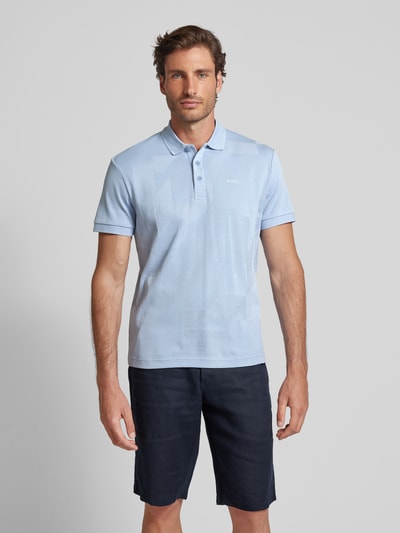 BOSS Green Poloshirt mit Label-Print Hellblau 4