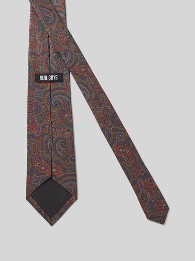 REAL GUYS Zijden stropdas met logopatch (8,5 cm) Zand - 2