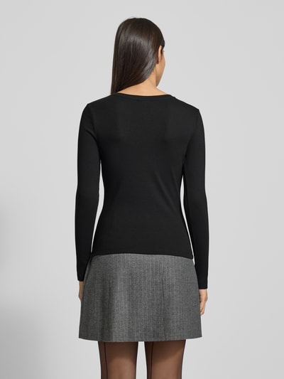 Jake*s Casual Shirt met lange mouwen in riblook met ronde hals Zwart - 5