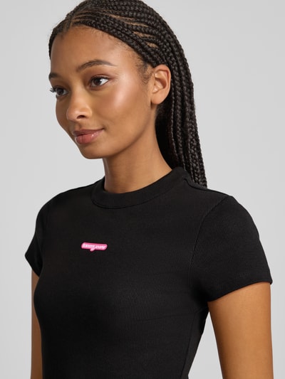 Tommy Jeans Schmales Minikleid aus Ripp Black 3