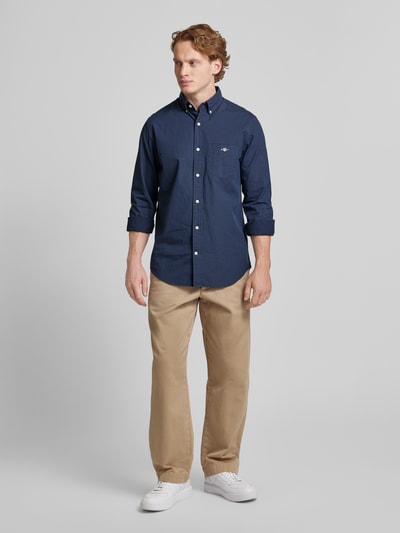 Gant Regular fit vrijetijdsoverhemd met borstzak Marineblauw - 1