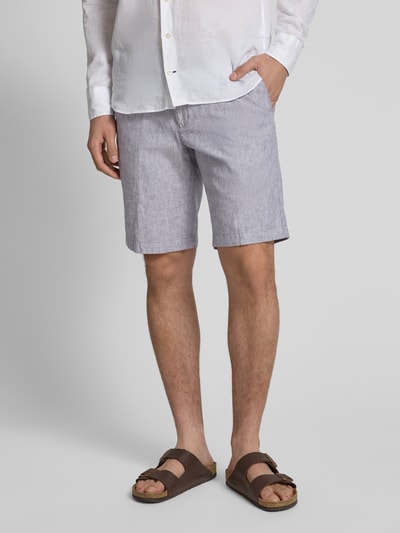 bugatti Regular Fit Bermudas aus Baumwoll-Mix mit Leinen-Anteil Blau 4