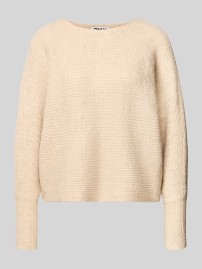 ONLY Regular Fit Strickpullover mit Fledermausärmel Modell 'DANIELLA' Ecru Melange 2