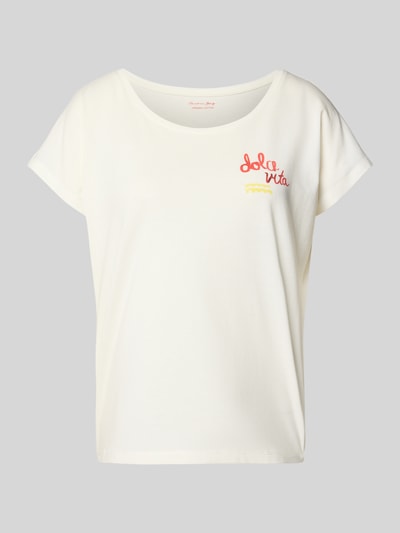 Produktfoto, Pyjama-Oberteil mit Motiv von Christian Berg Woman in Weiß mit Rundhalsausschnitt, Baumwoll-Modal-Mix, Regular Fit.