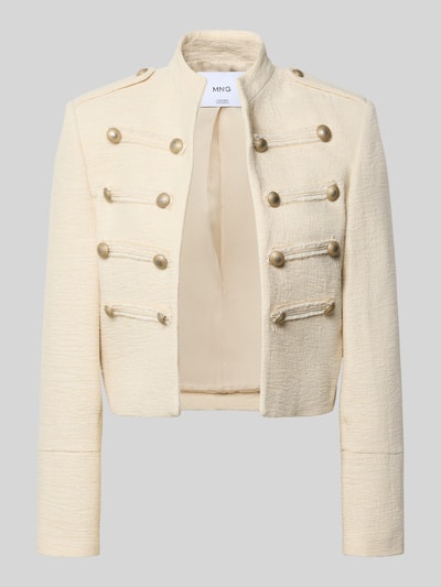 Produktfoto, cremefarbener Blazer mit Zierknöpfen Modell 'CHARLIE' von MANGO, Baumwoll-Mix mit Viskose-Anteil, strukturierte Oberfläche