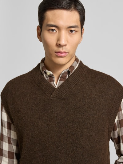 SELECTED HOMME Relaxed Fit Pullunder mit Woll-Anteil Modell 'RAI' Schoko 3