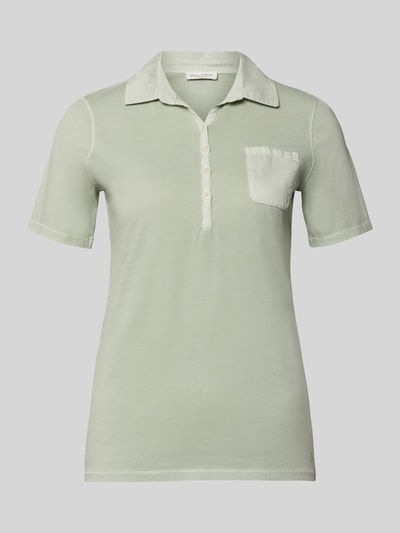 Productfoto, Regular Fit Poloshirt uit pure katoen van Marc O'Polo, effen mintgroen, korte knoopsluiting, borstzak, polokraag, logoprint, jersey.