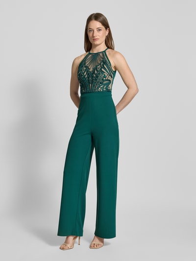 Lipsy Jumpsuit mit floralen Stickereien Dunkelgruen 1