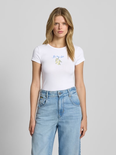Gina Tricot T-Shirt mit Motiv-Print und Rundhalsausschnitt Offwhite 4