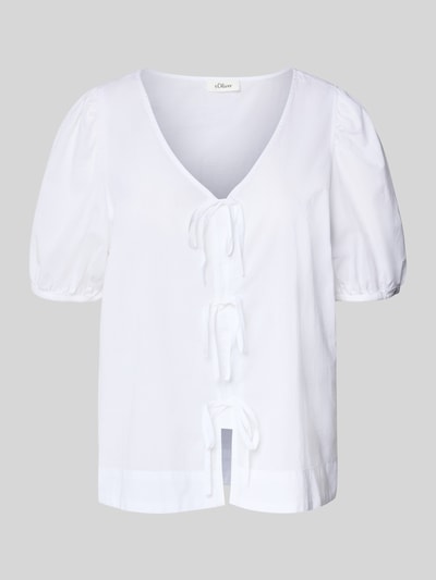 s.Oliver RED LABEL Regular Fit Baumwollbluse mit V-Ausschnitt Weiss 2