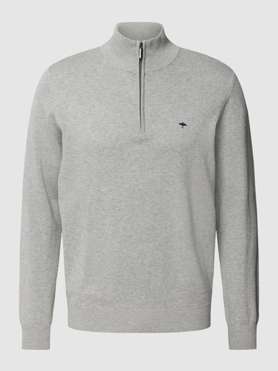 Fynch-Hatton Strickpullover mit Label-Stitching Modell 'Troyer' Silber 2