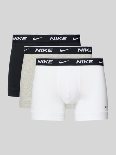 Produktfoto, Trunks aus Baumwoll-Mix Modell 'ESSENTIAL' von Nike im 3er-Pack, enganliegende Passform, elastischer Logo-Bund, Weiß, Grau, Schwarz