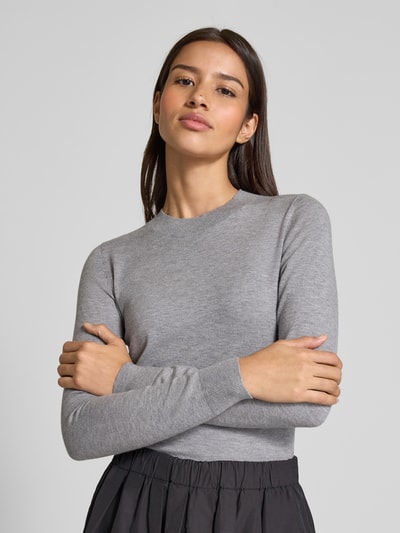 Christian Berg Woman Strickpullover aus Viskose-Mix mit Rundhalsausschnitt Mittelgrau Melange 3