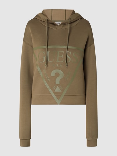 Guess Activewear Cropped Hoodie aus Scuba Oliv 2