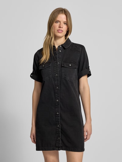 Noisy May Sukienka jeansowa o długości do kolan z wykładanym kołnierzem model ‘NEW SIGNE’ Czarny 4